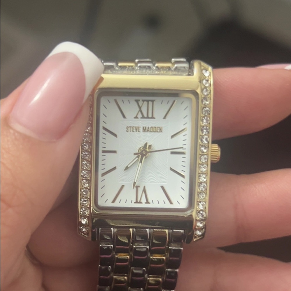 Steve Madden Two-Tone Crystal Watch